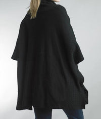 TEMPO PARIS Ribbed Edge Poncho in black - women's sweater - alternate view