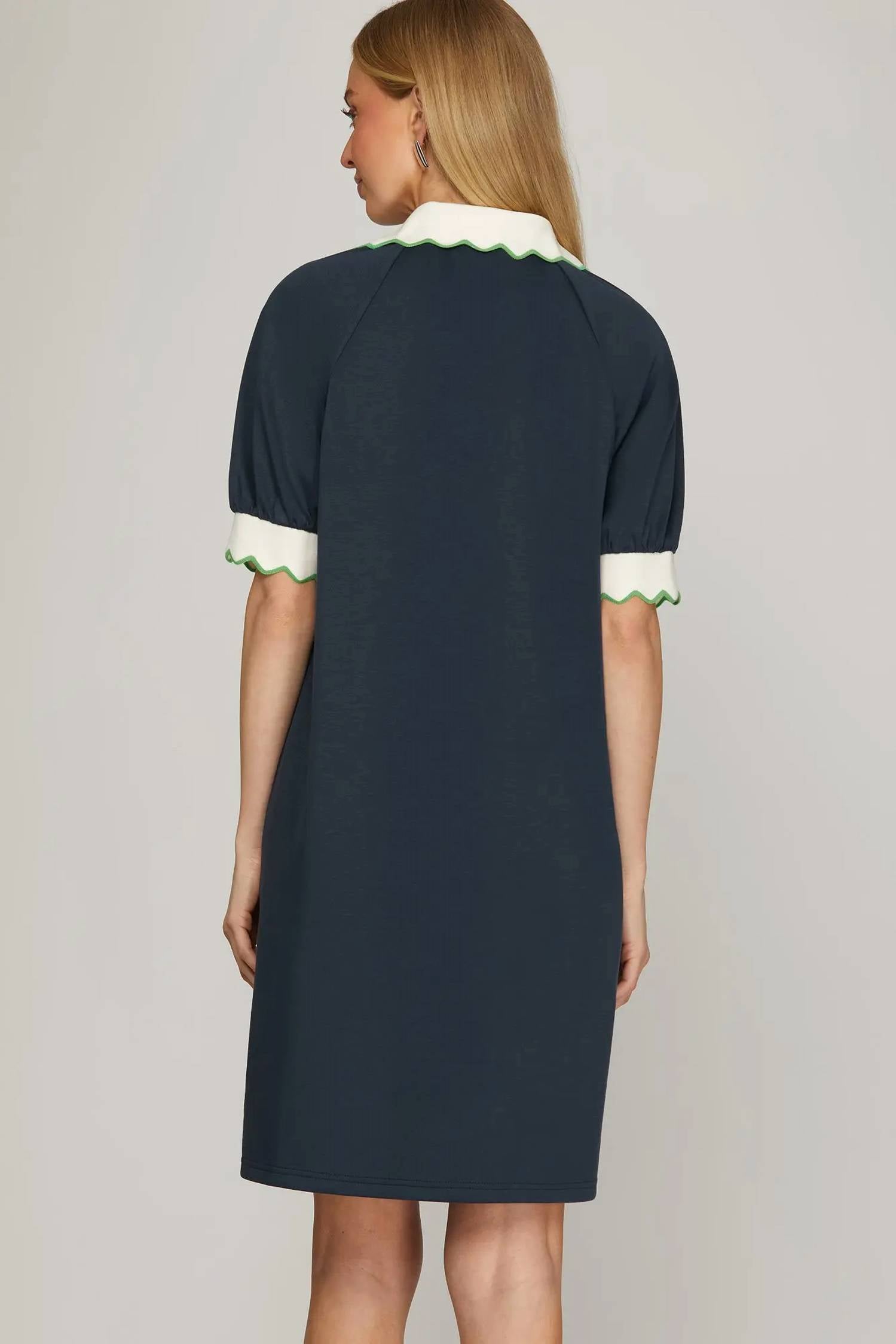She + Sky - Short Sleeve Half Zip Dress
