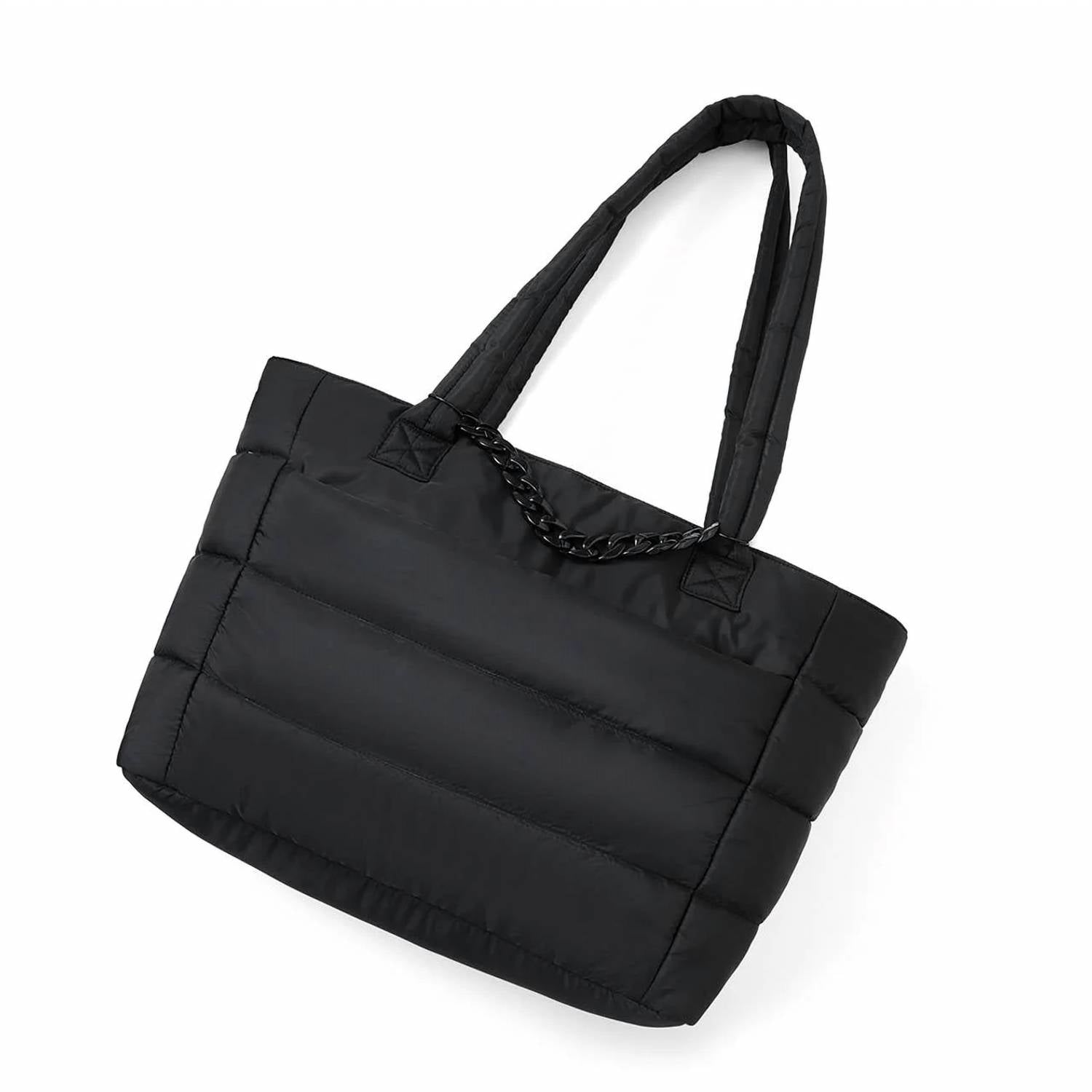 Selini New York - Women's Quilted Puffer Luggage Strap And Chain Tote Bag