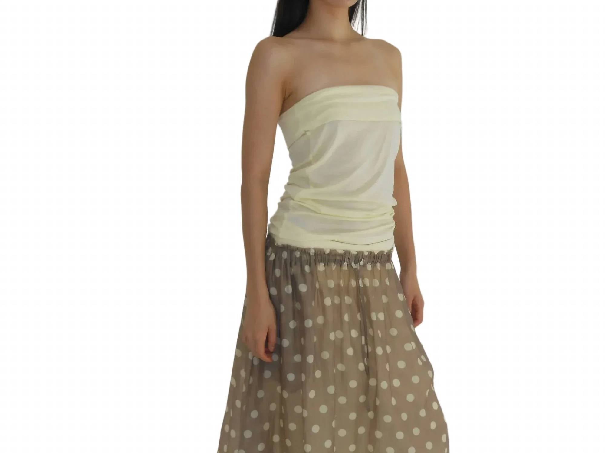 Find Me Now - Ruched Polka Dot Midi Skirt