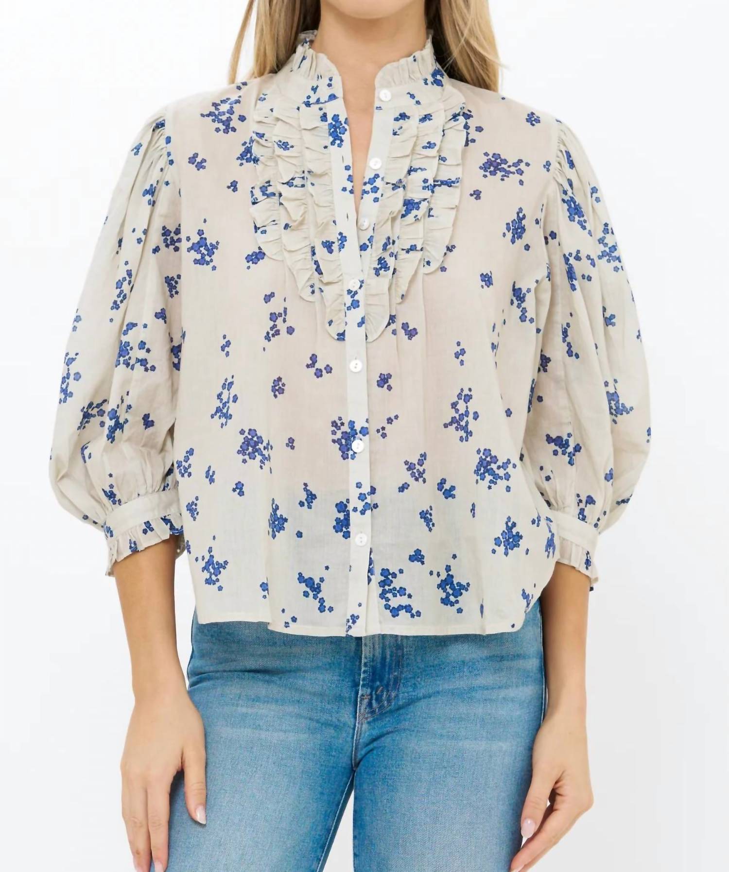 Oliphant - Ruffle Front Button Blouse