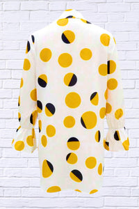Diva Usa - Polka Dot Asymmetrical Shirt with Flared Sleeve