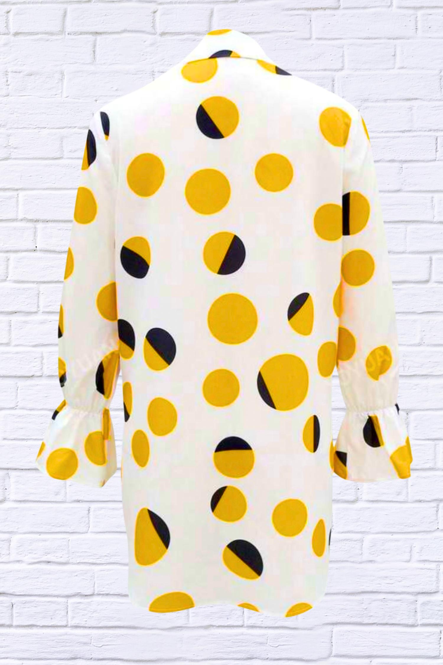 Diva Usa - Polka Dot Asymmetrical Shirt with Flared Sleeve