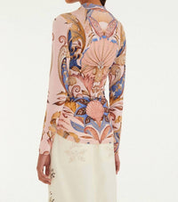 Farm Rio - Sea Garden Scarf Print Blouse