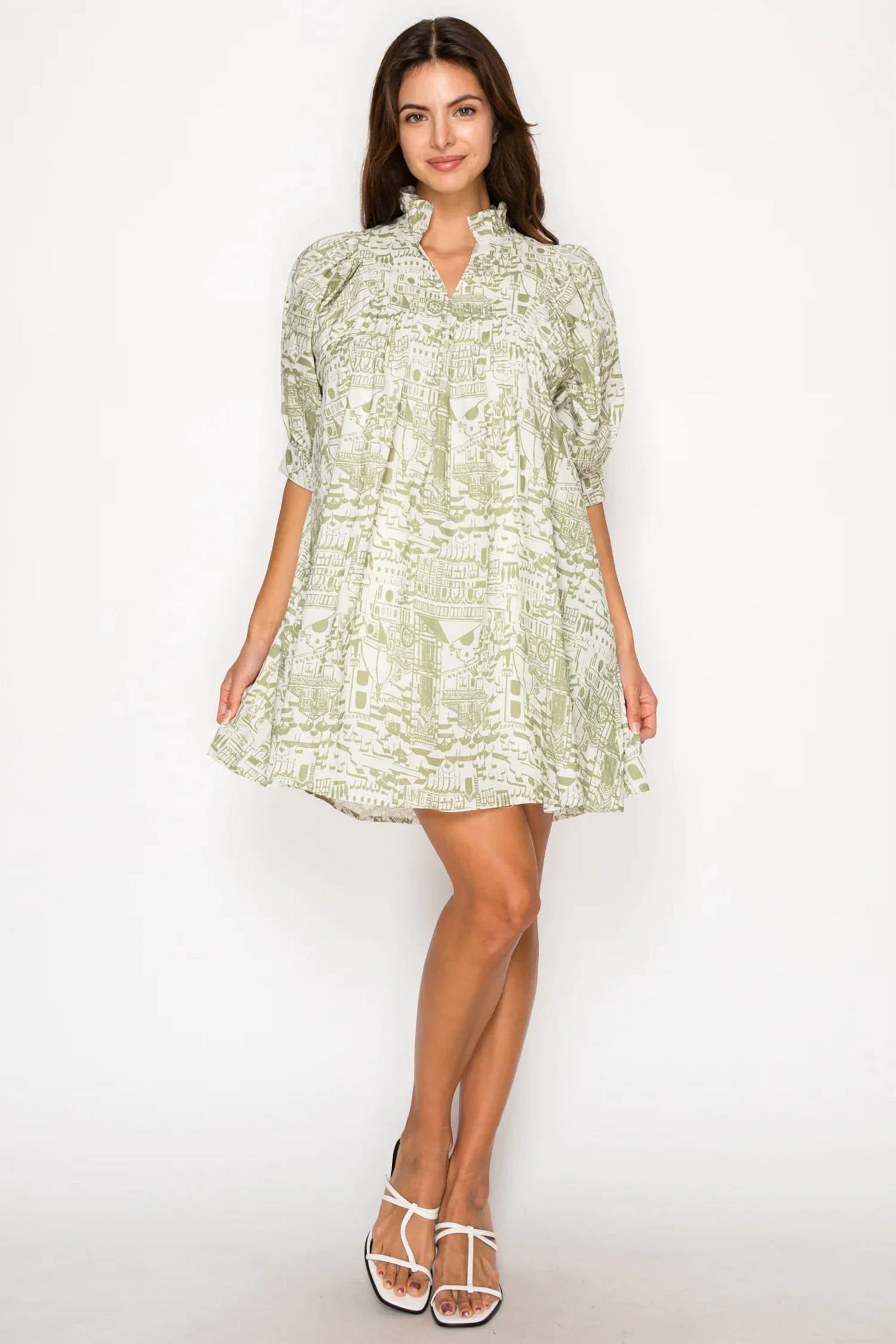 Meet Me In Santorini - Verdant Bellezza Short Dress