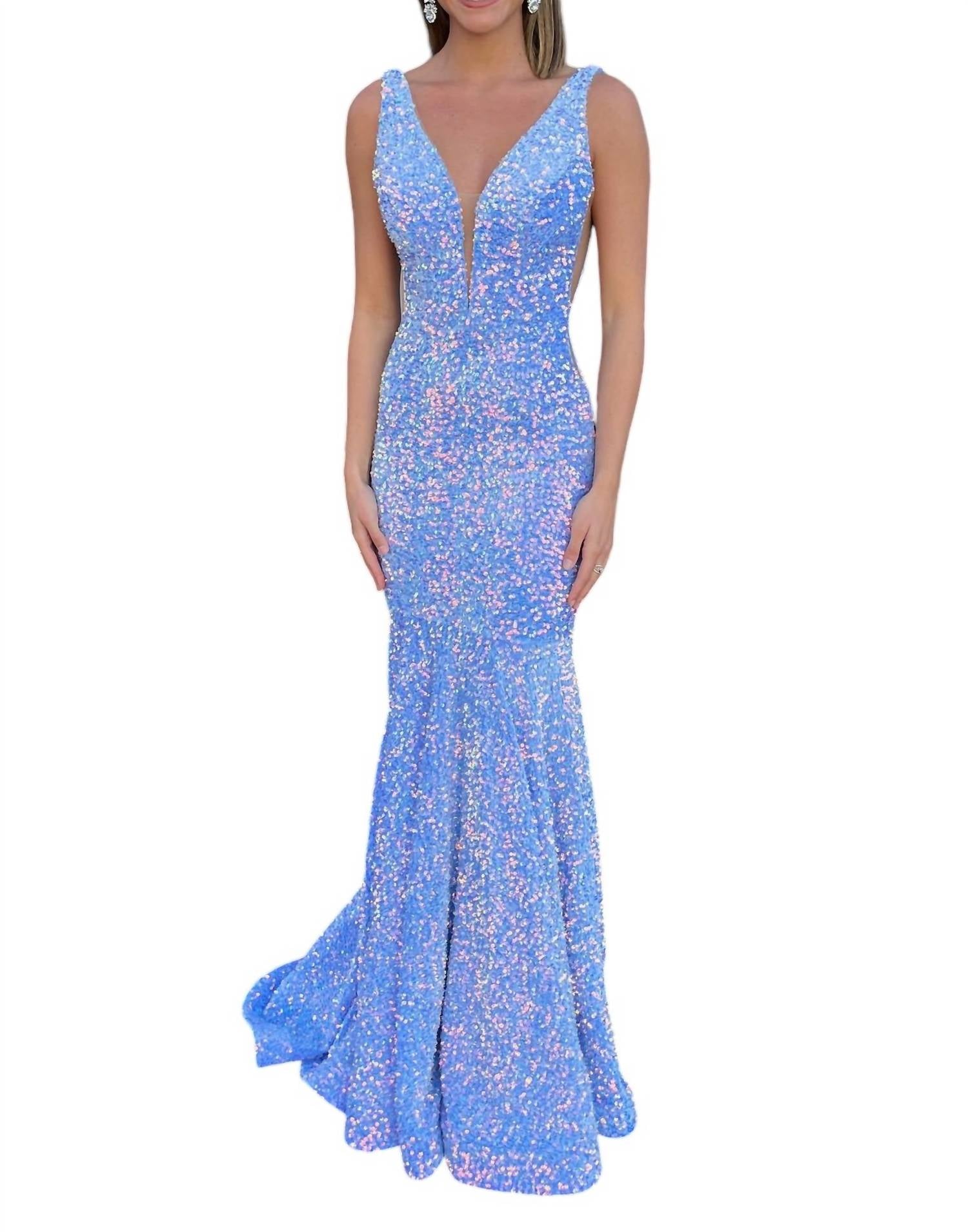 Vienna Prom - VELVET SEQUINS BACKLESS PROM DRESS