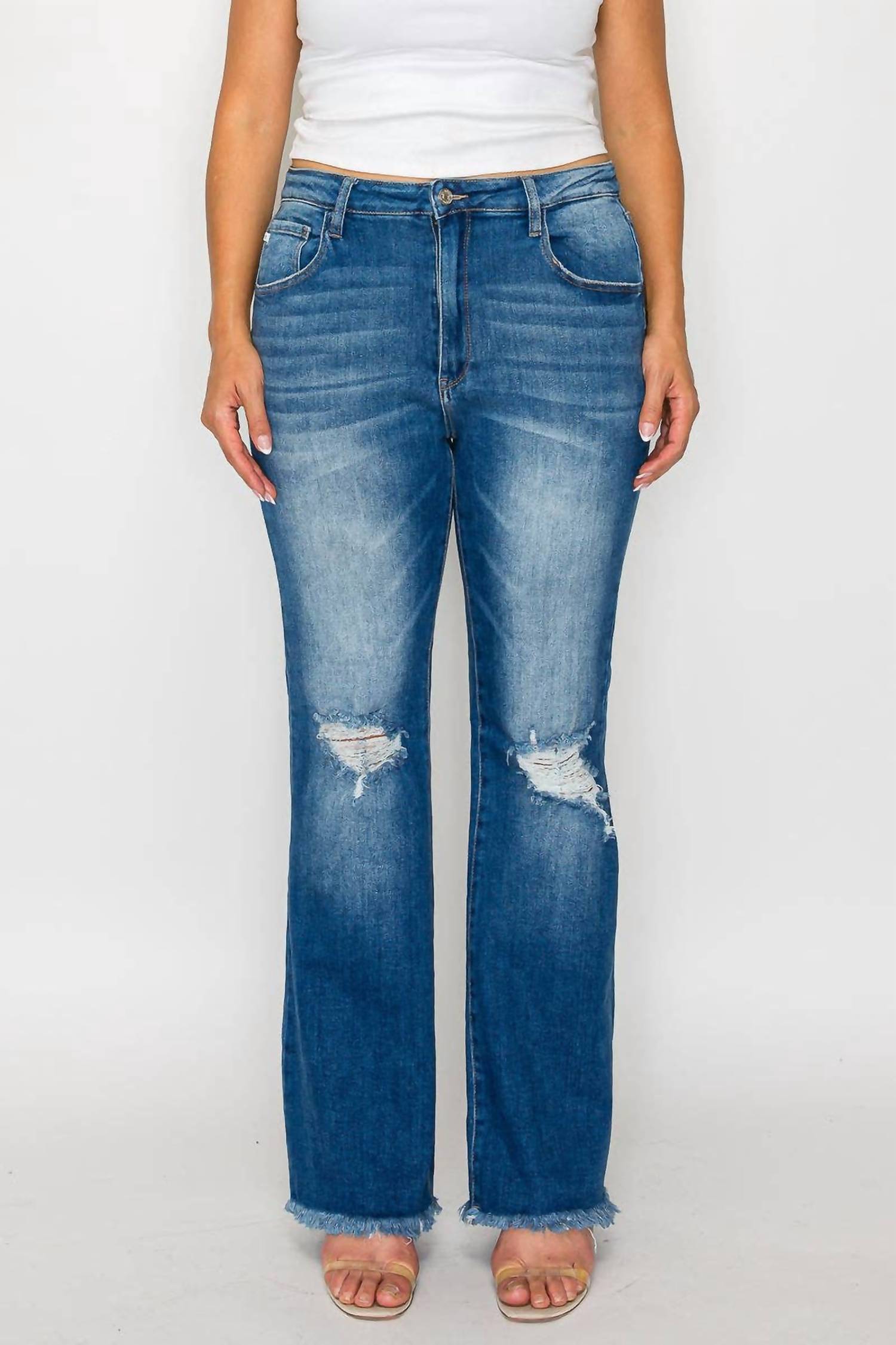 Bytos - High Rise Boot Cut Leg Jeans - Plus