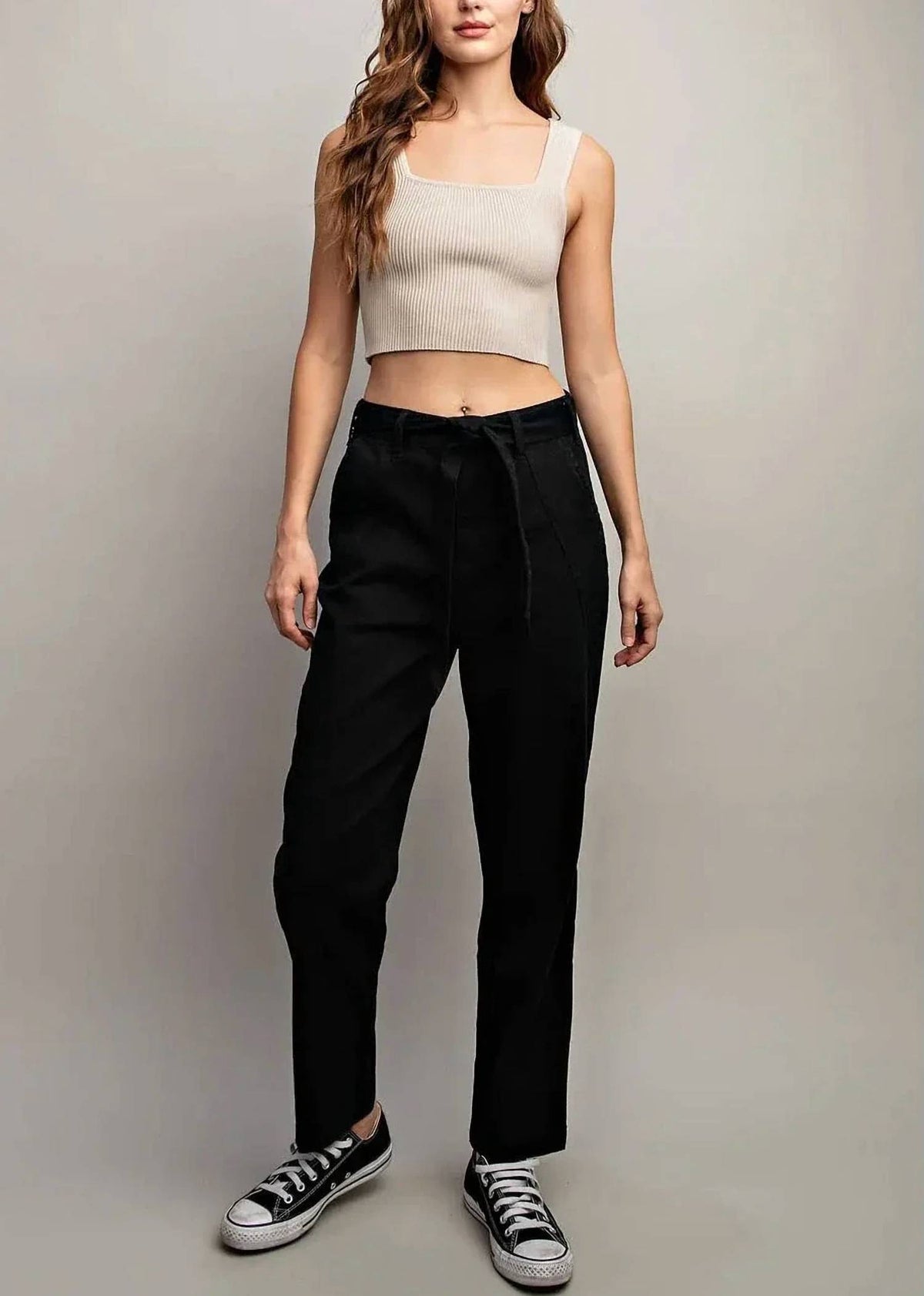 Ee:Some - Tie Waist Denim Pants