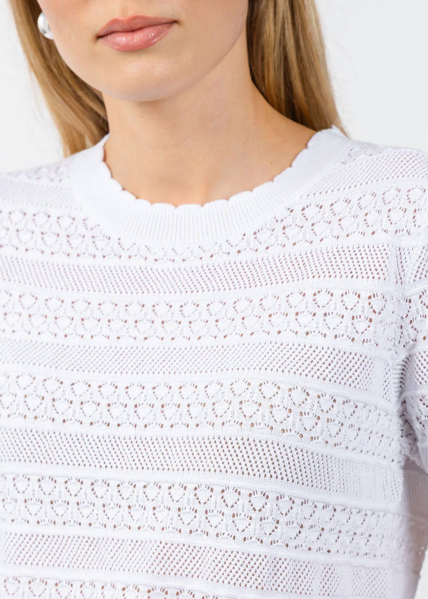 Elliott Lauren - Pointelle Short Sleeve Sweater
