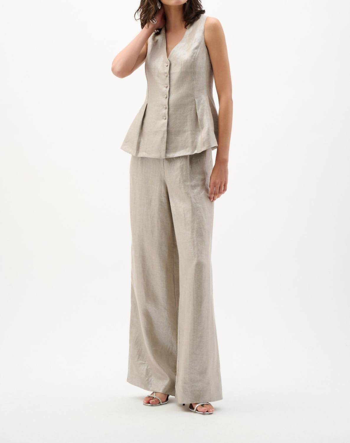 Joseph Ribkoff - Foiled Linen Wide Leg Pants