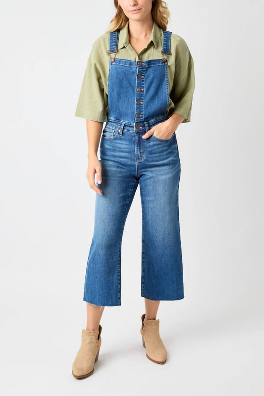 Judy Blue - High Waist Wide Leg Crop Overall Jeans