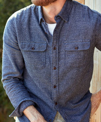 Outerknown Transitional Flannel Utility Shirt in navy jasper - men's shirt - alternate view