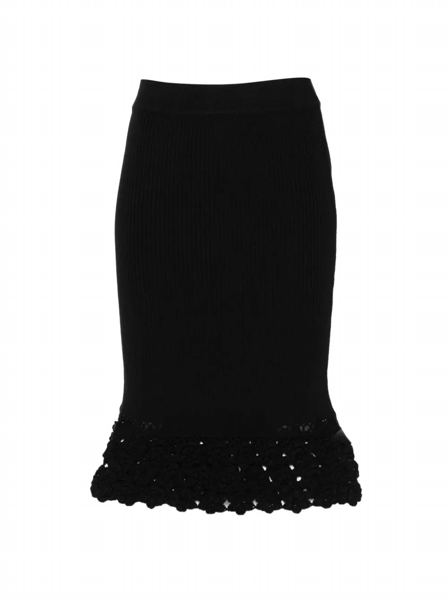 Ganni - Fine Cotton Rib Crochet Skirt