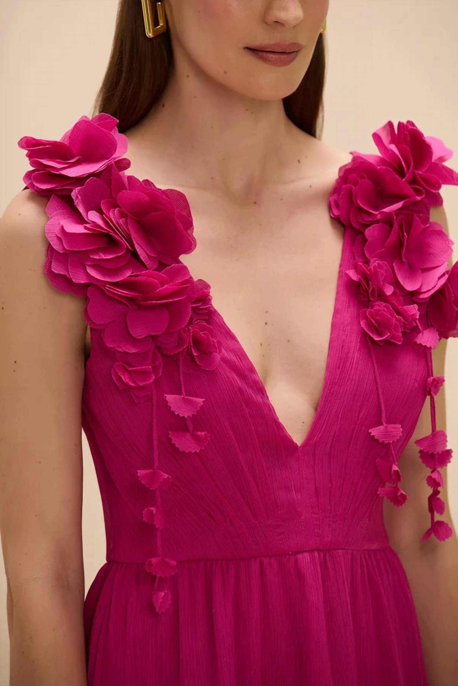 Patbo - Chiffon Carmen Flowers Mini Dress