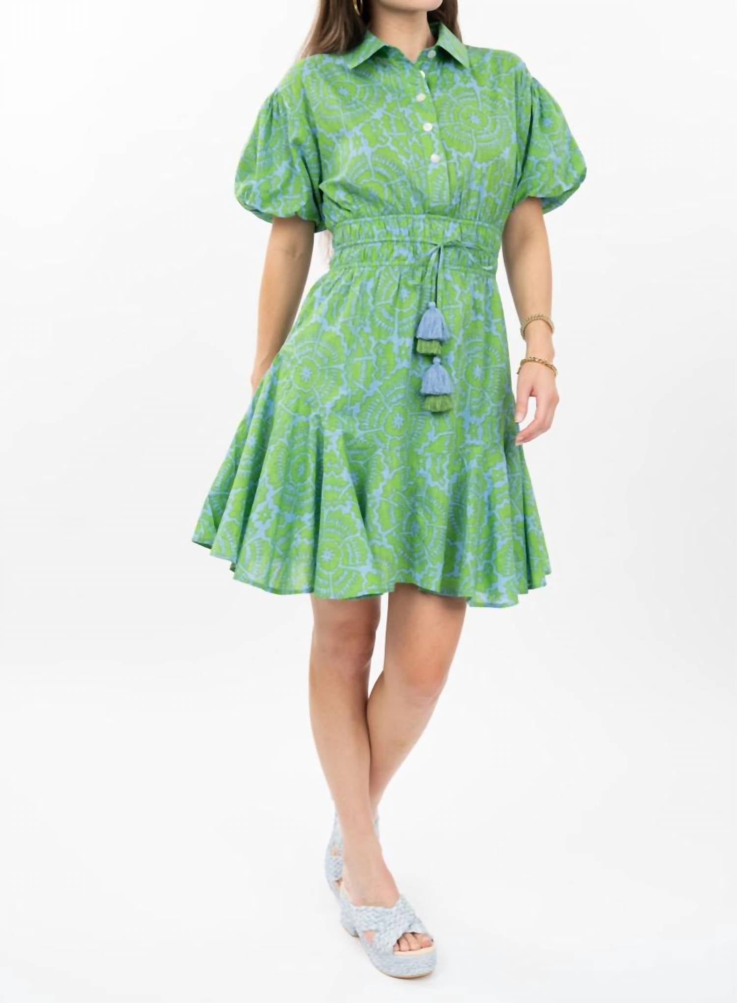 Ivy Jane Flounced Hem Shirt Mini Dress in green - women's dress - alternate view