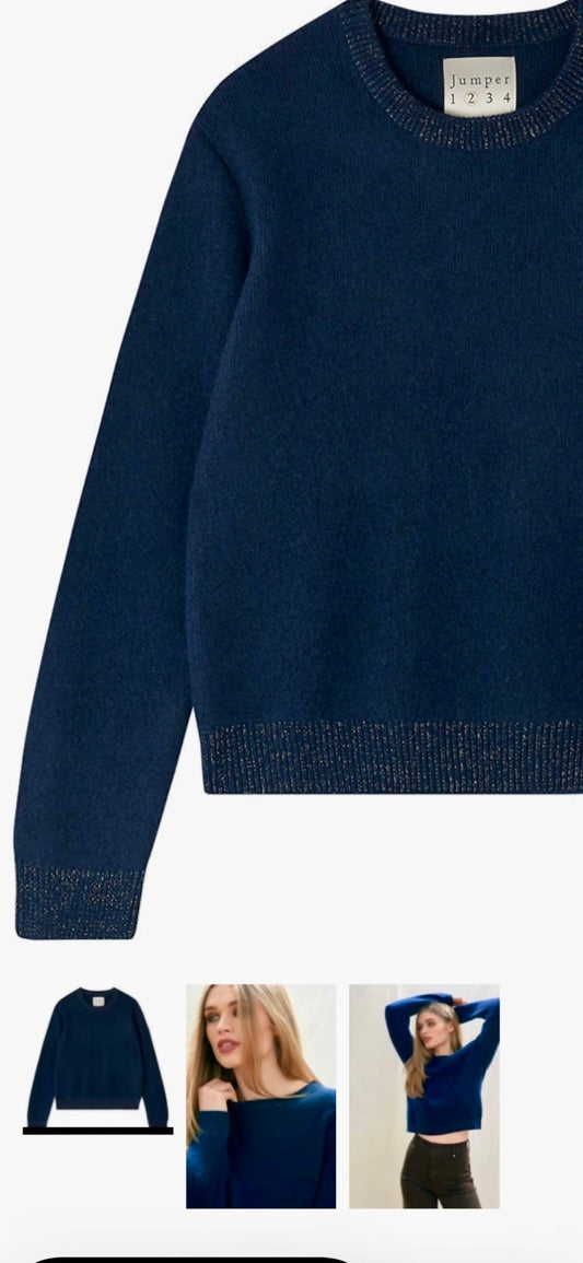 Jumper1234 - Contrast Lurex Rib Crew Jumper