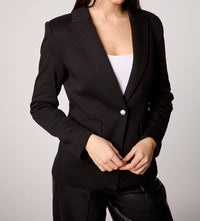 BLUE REVIVAL Helen Blazer in black med wash denim insert - women's jacket - view 4