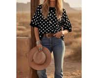 Sewn and Seen Polka Spots Sweater in black - women's sweater - detail view
