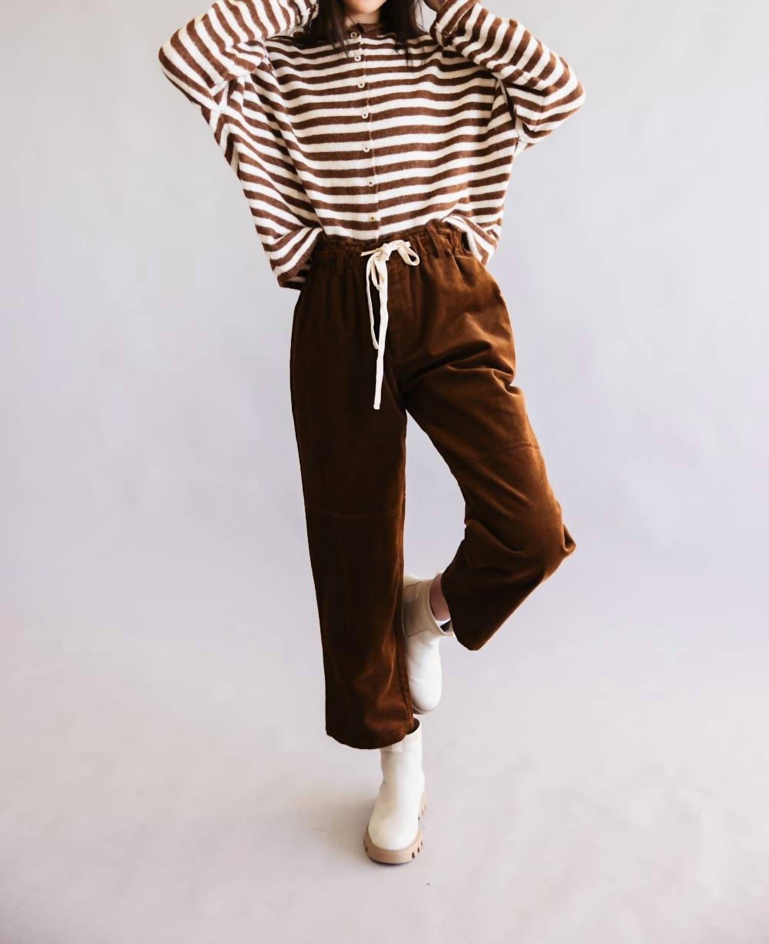 ALLIE ROSE Corduroy Pant in brown - women's pants - view 5
