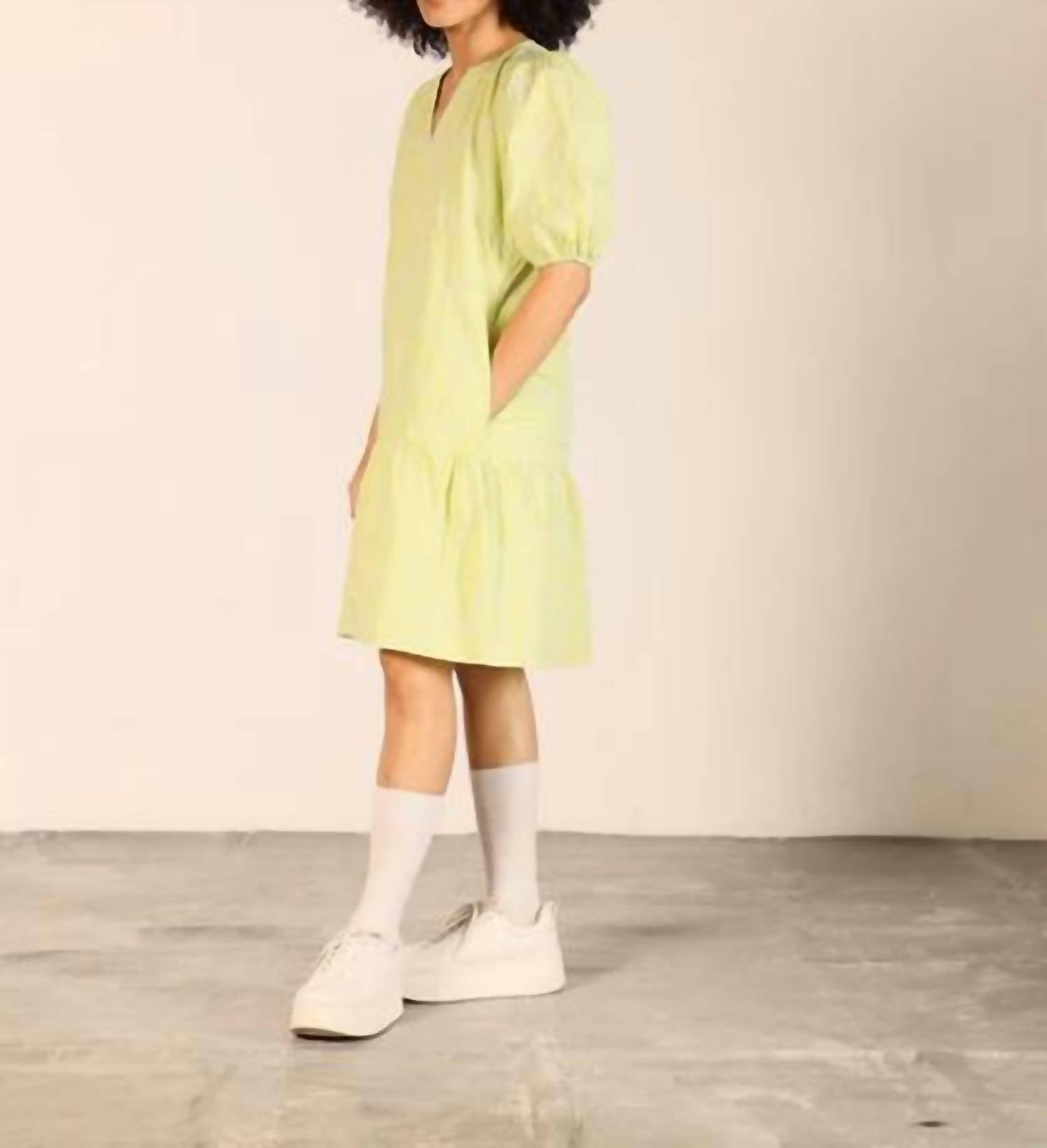 Maude Vivante - Trixie V Neck Puff Sleeves Dress
