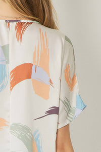 Entro - Brushstroke V-neck Top