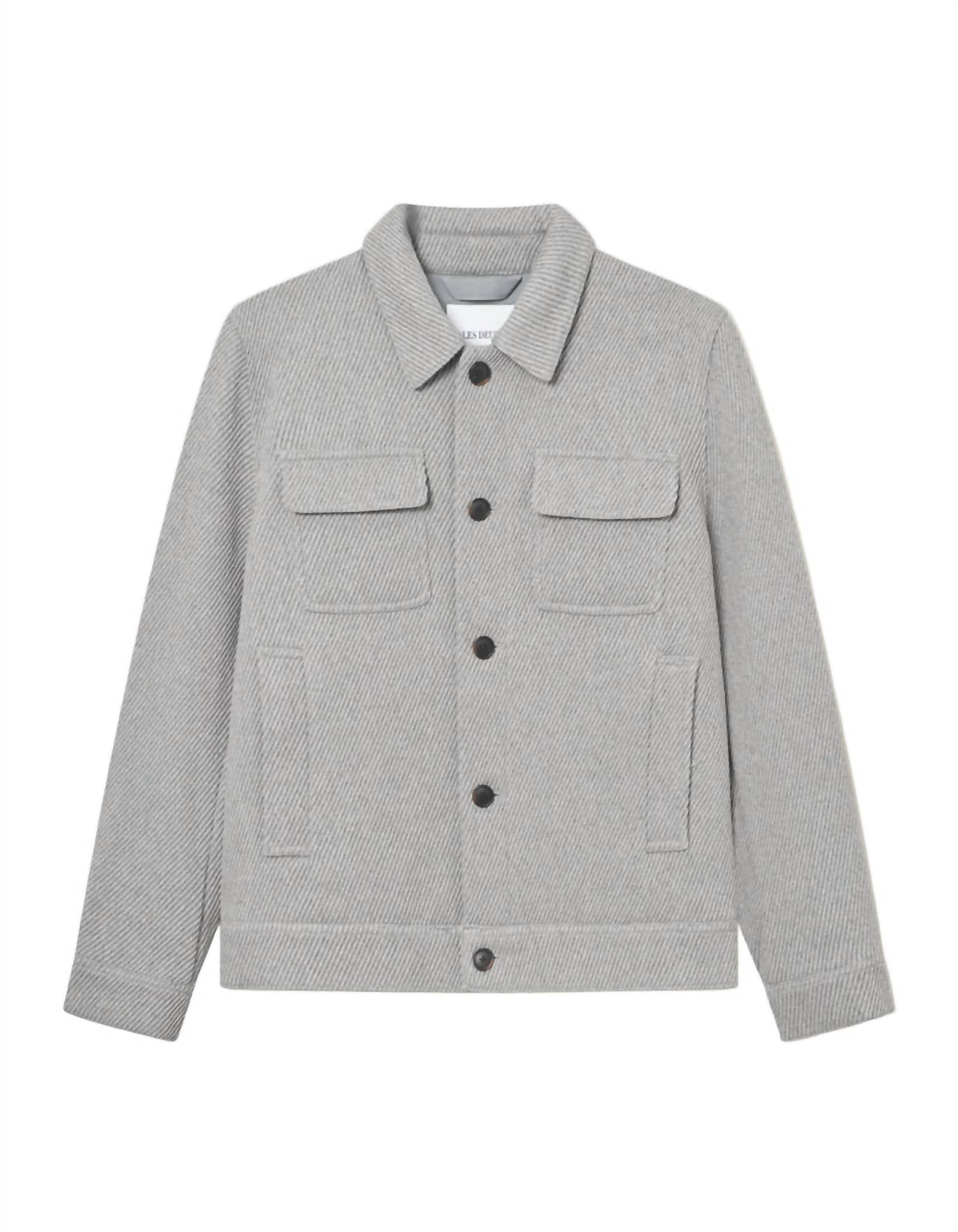 Les Deux Nash Twill Wool Jacket in grey - men's jacket - detail view