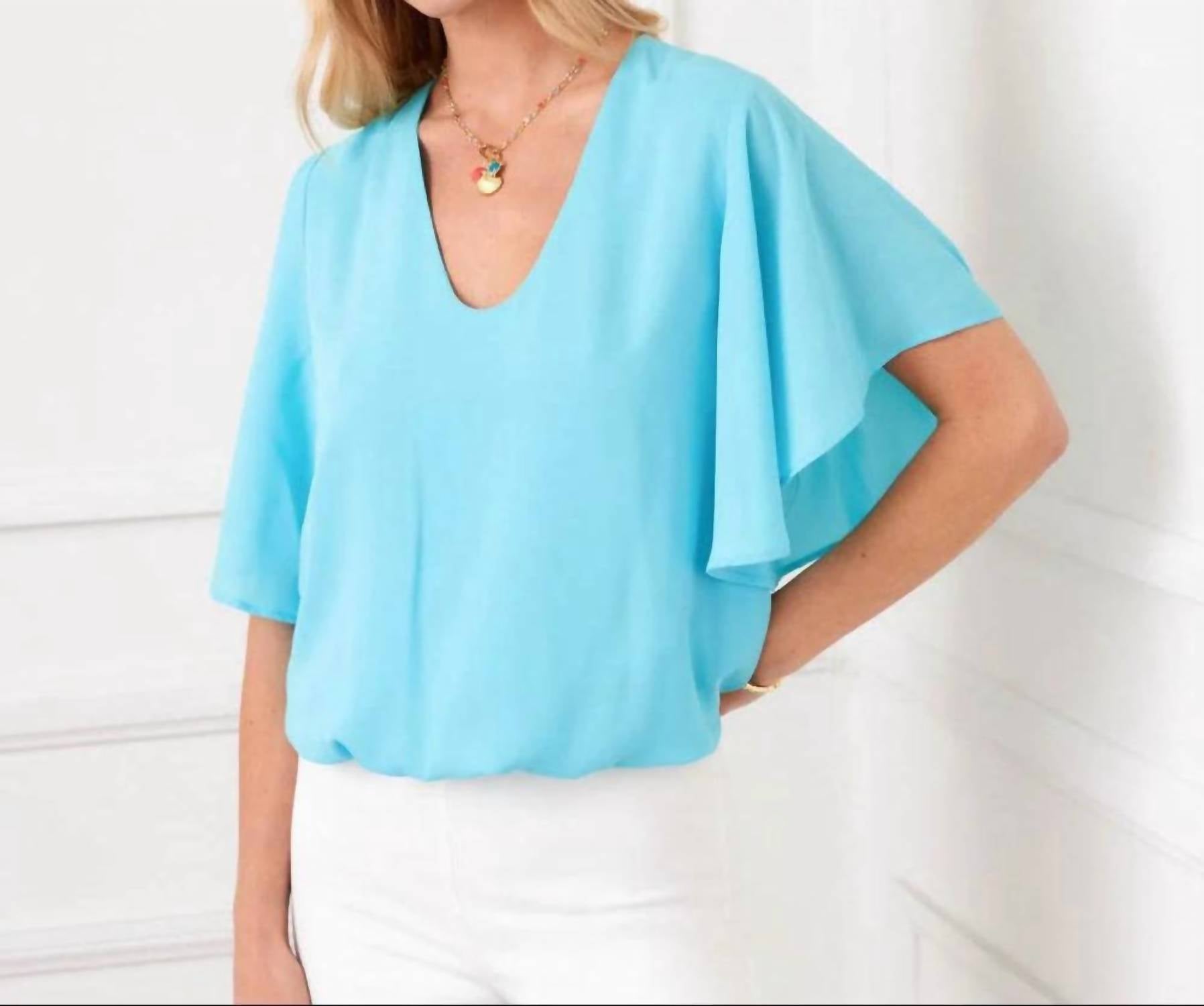 Karen Kane - Flutter Sleeve V-Neck Top