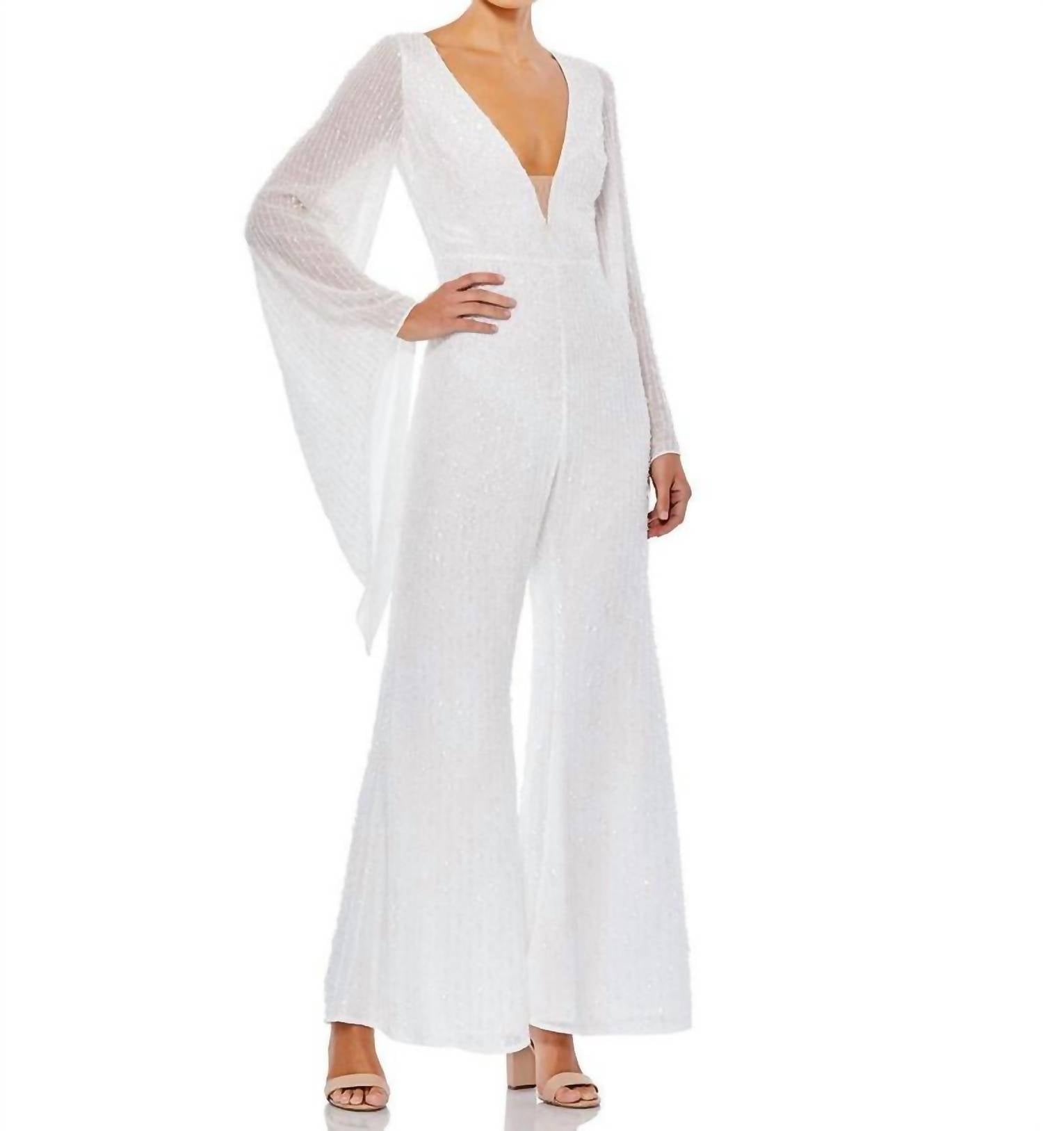 Mac Duggal - Formal Bell Sleeve Sequins Jumpsuit