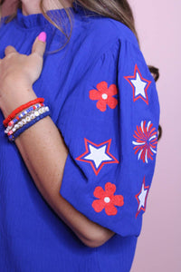 Jess Lea - Patriotic Embroidered Top