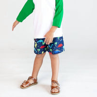 Florence Eiseman Dinosaur Print Swim Trunk in navy multi - kids' item