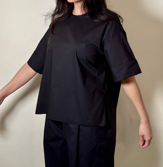 Psophia - Crew Neck Poplin Top