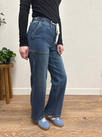 Judy Blue High Waist Drawstring Jean in dark wash - women's jeans - detail view