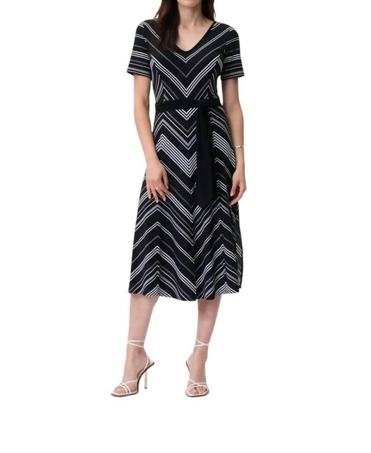 Joseph Ribkoff - Fit And Flare Striped Midi Dress