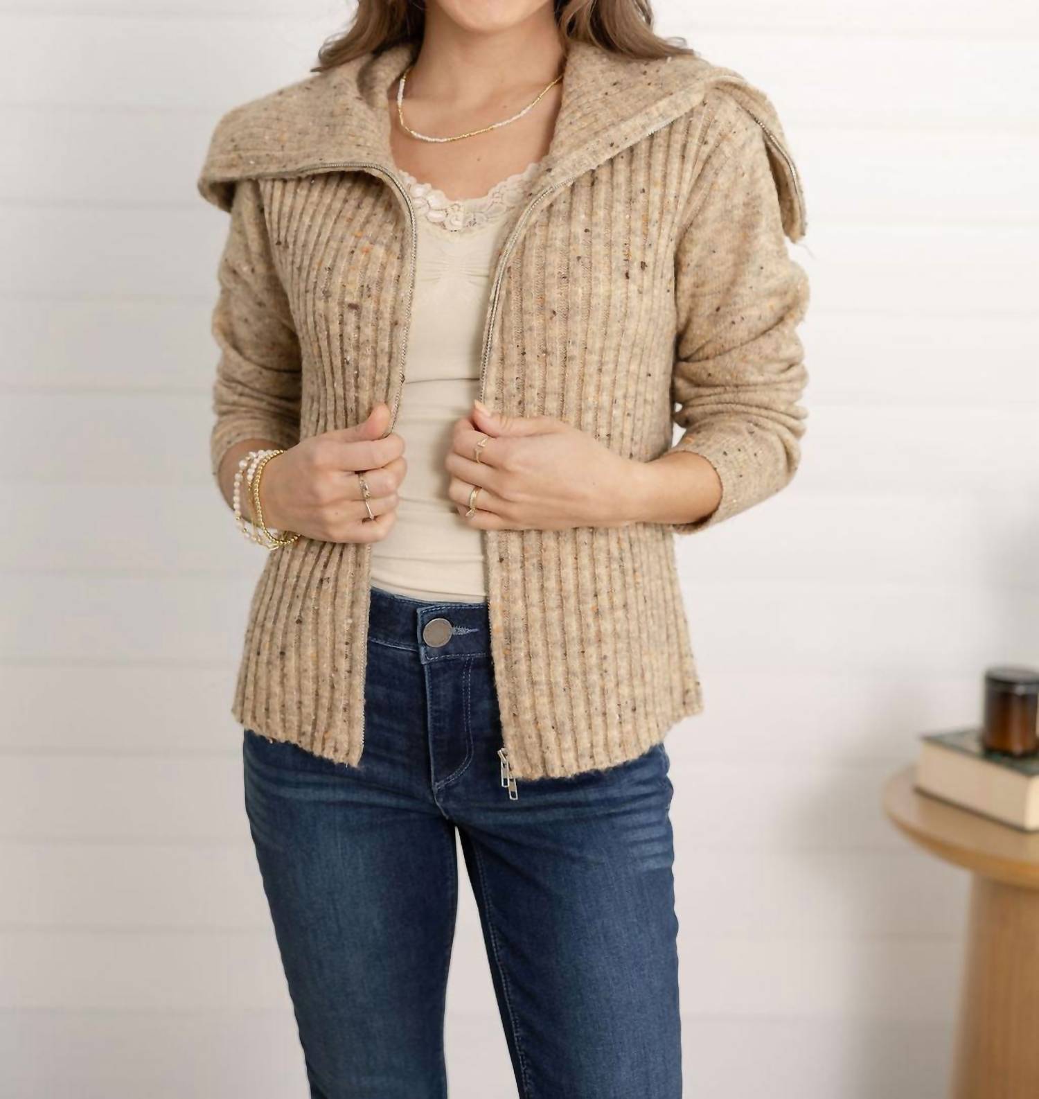 Mystree - Freckled Yarn Sweater Cardigan