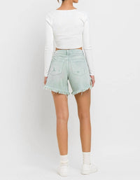 Vervet By Flying Monkey - High Rise Side Slit Denim Shorts