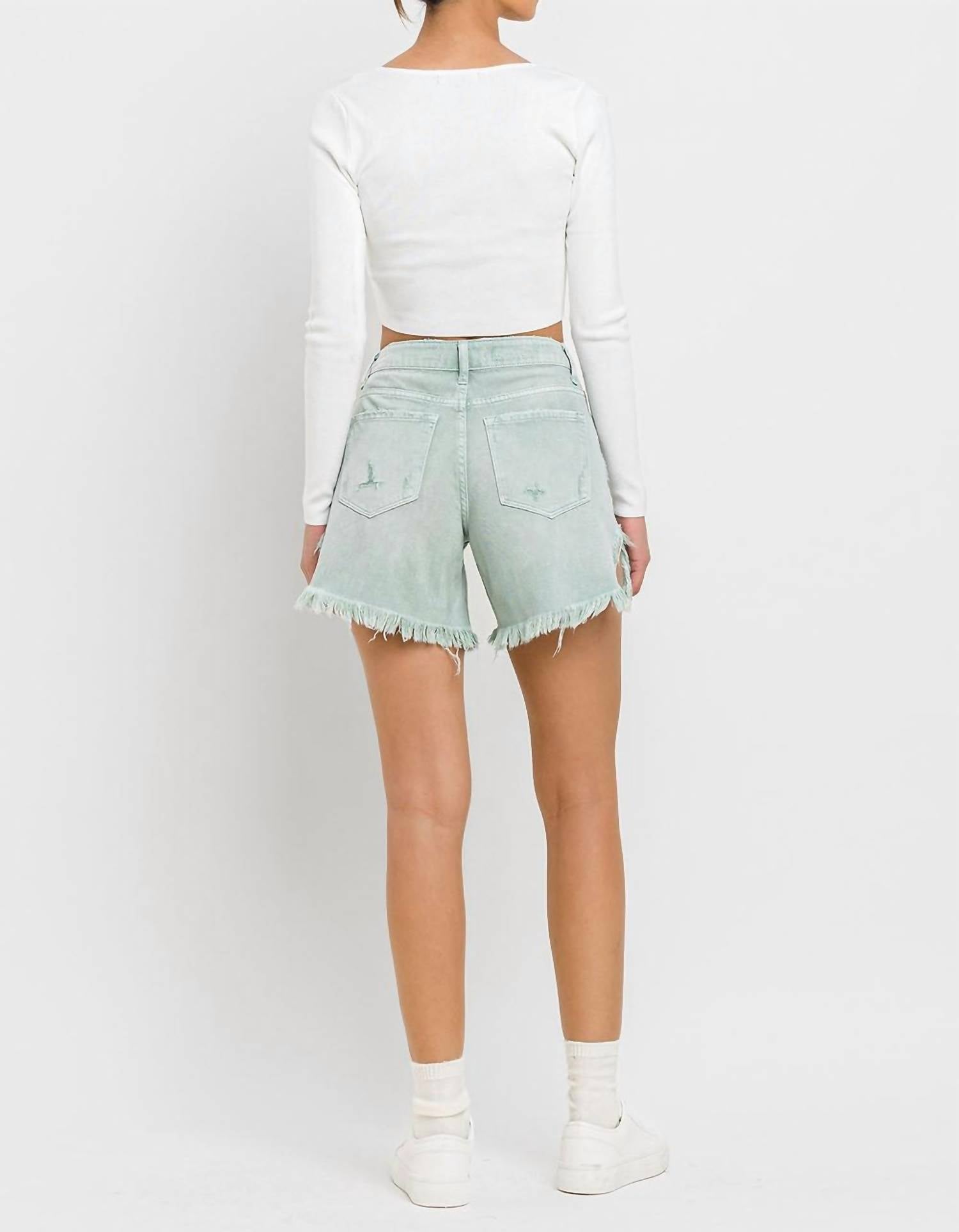 Vervet By Flying Monkey - High Rise Side Slit Denim Shorts