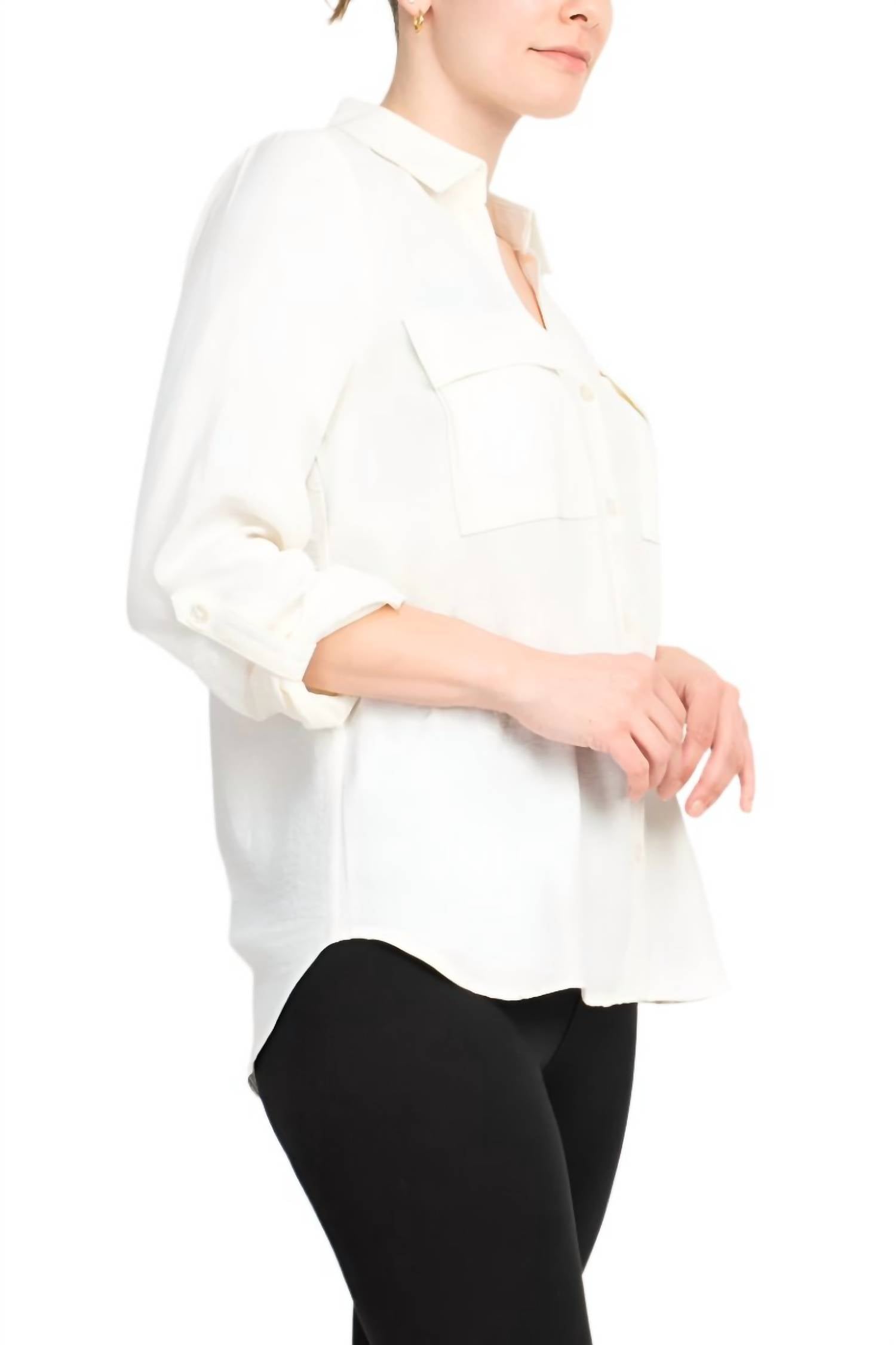 Zac & Rachel - Long Sleeve Solid Crepe Top