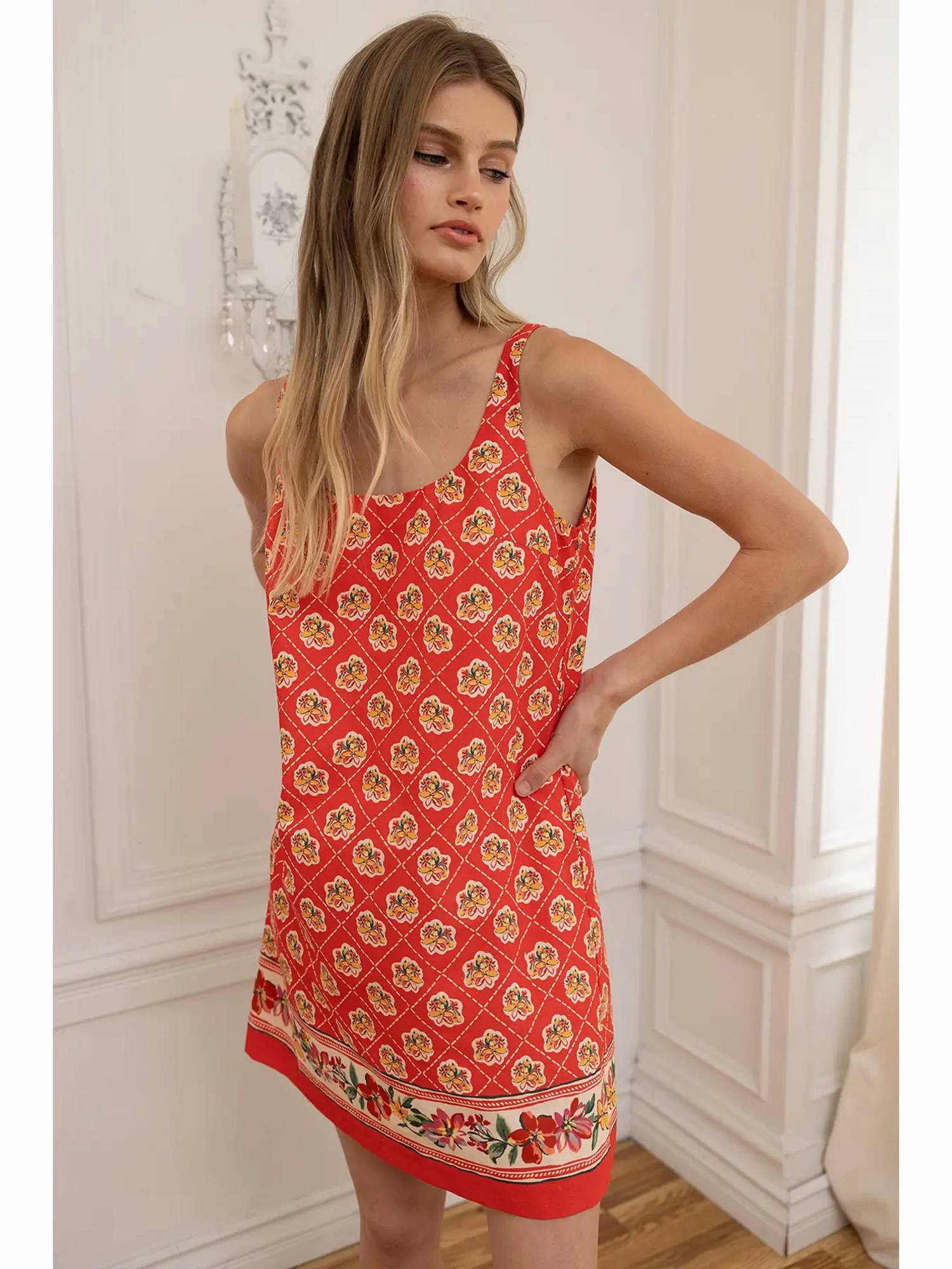Raisonnel - Boho Floral Border Mini Dress