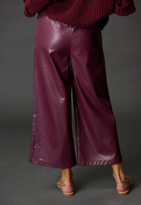 Before You Collection - Faux Leather Wide Leg Culotte Pants