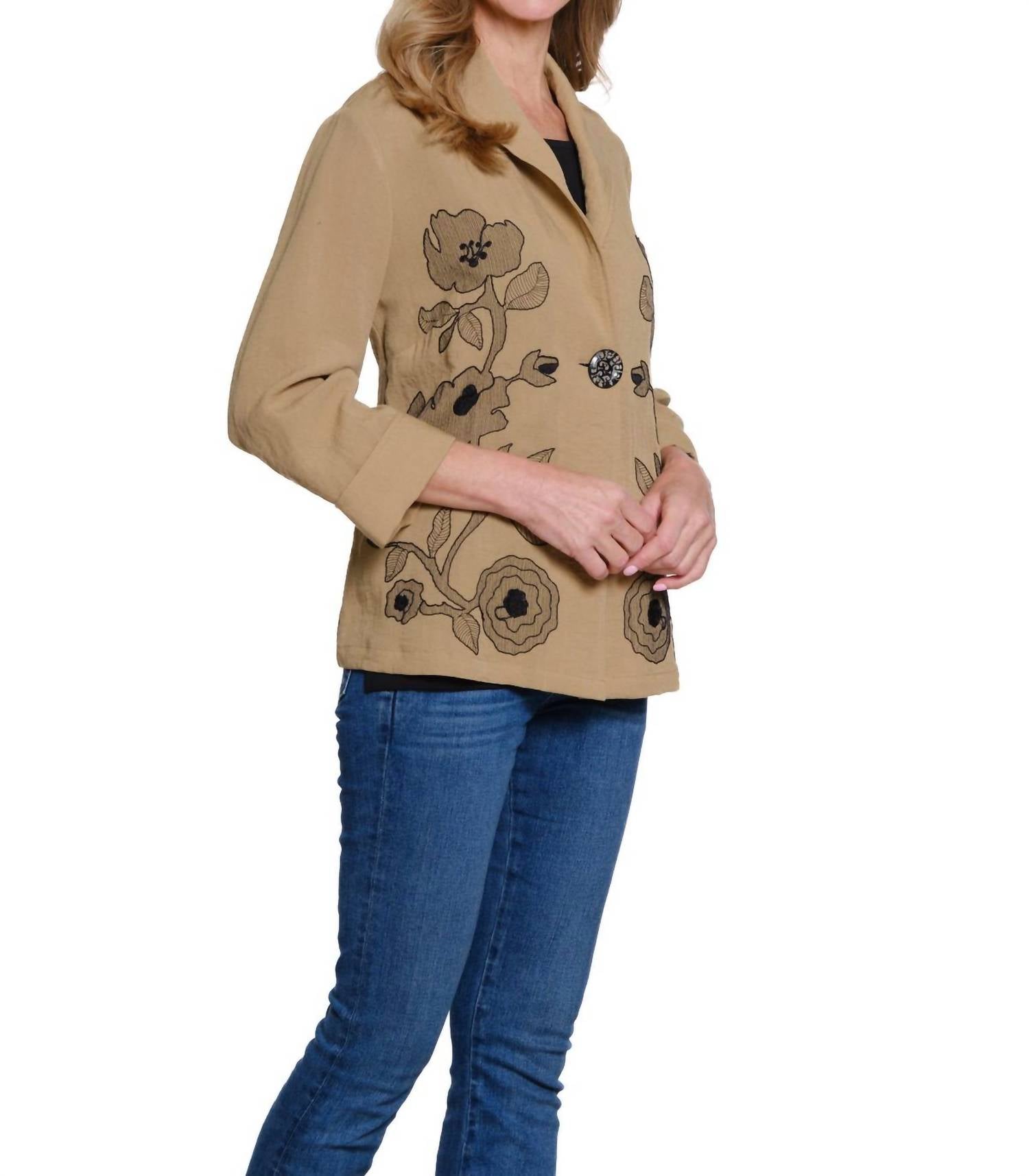 Multiples - Woven Jacket With Contrast Embroidery