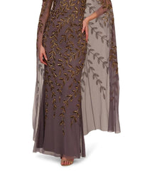 Adrianna Papell - Off The Shoulder Beaded Cape Gown