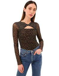 Misa Los Angeles Neriah Long Sleeve Top in golden polka dot - women's long sleeve top - alternate view
