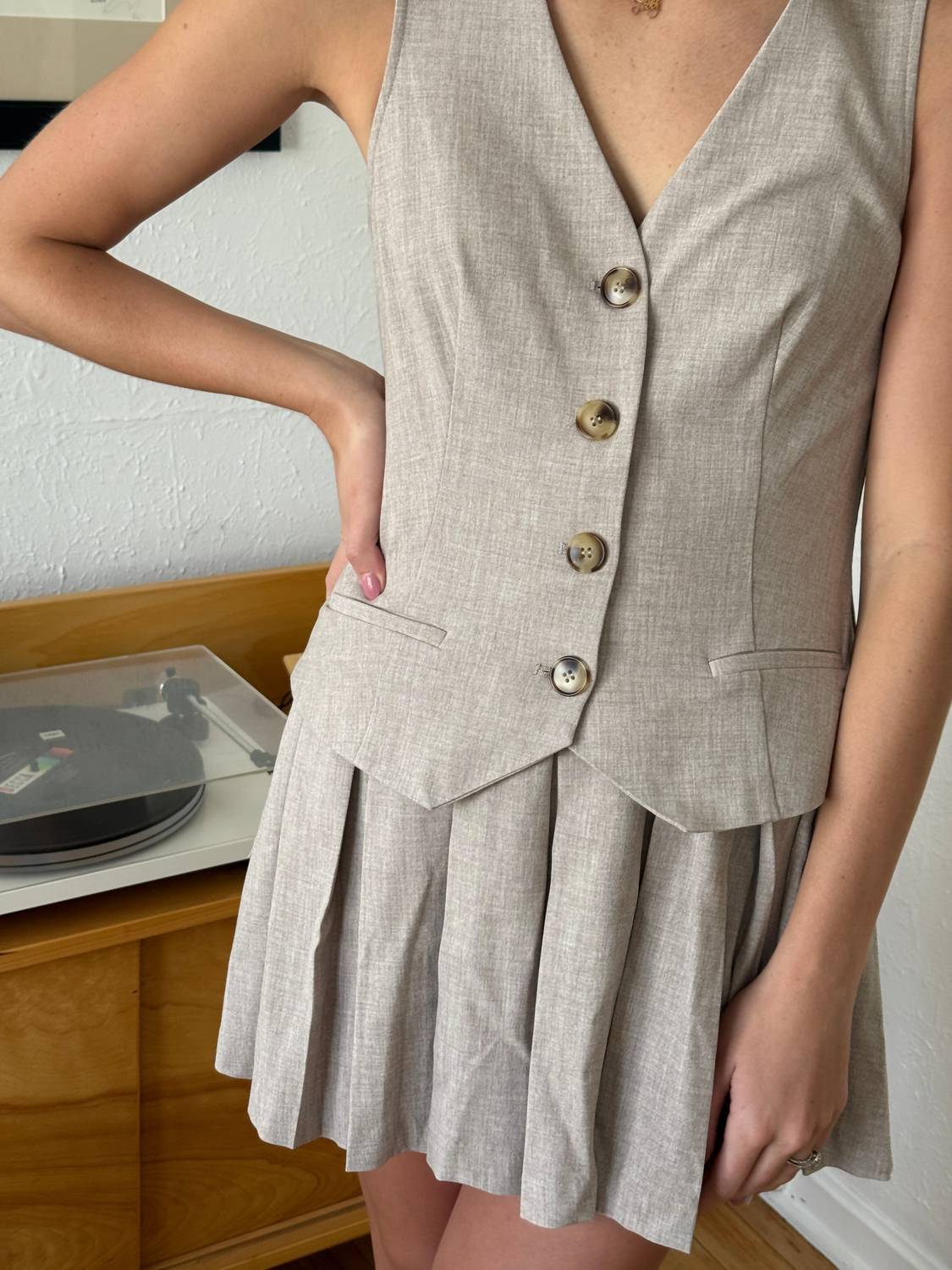 Sofie The Label - Madison Pleated Drop Waist Mini Dress