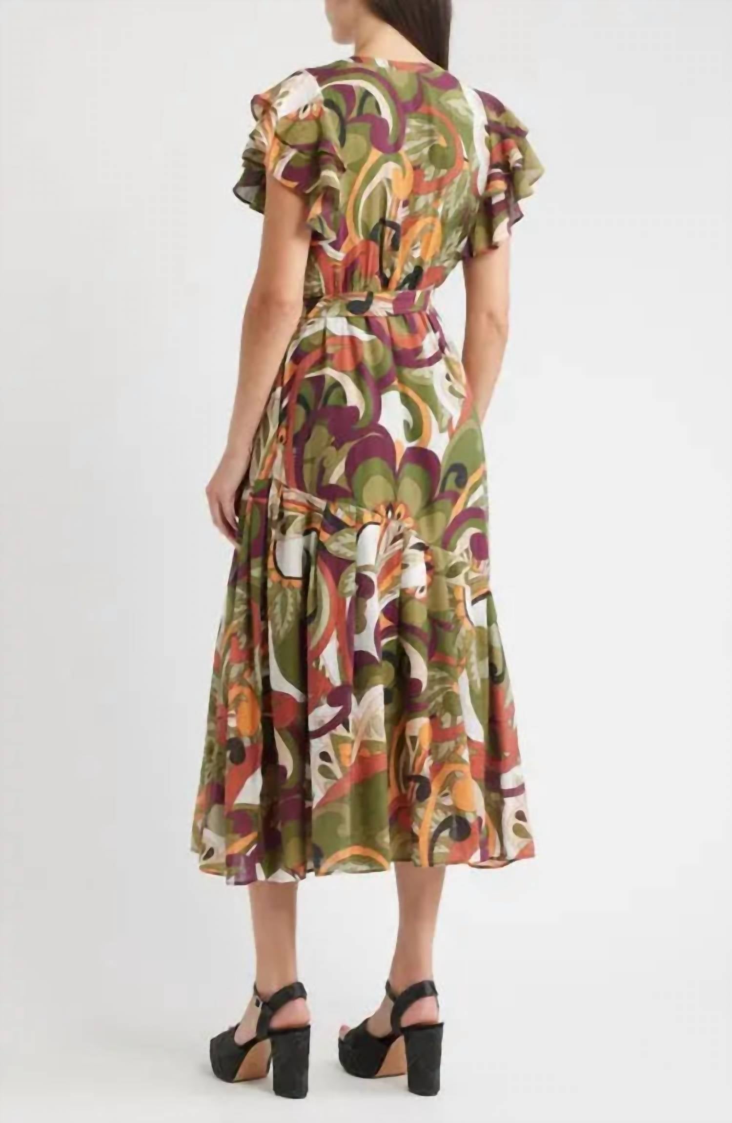 Ciebon - Nythia Printed Flutter Midi Dress
