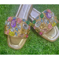 Pierre Dumas Women's Gem Embellished Slide Sandals in multicolor - women's sandal - alternate view