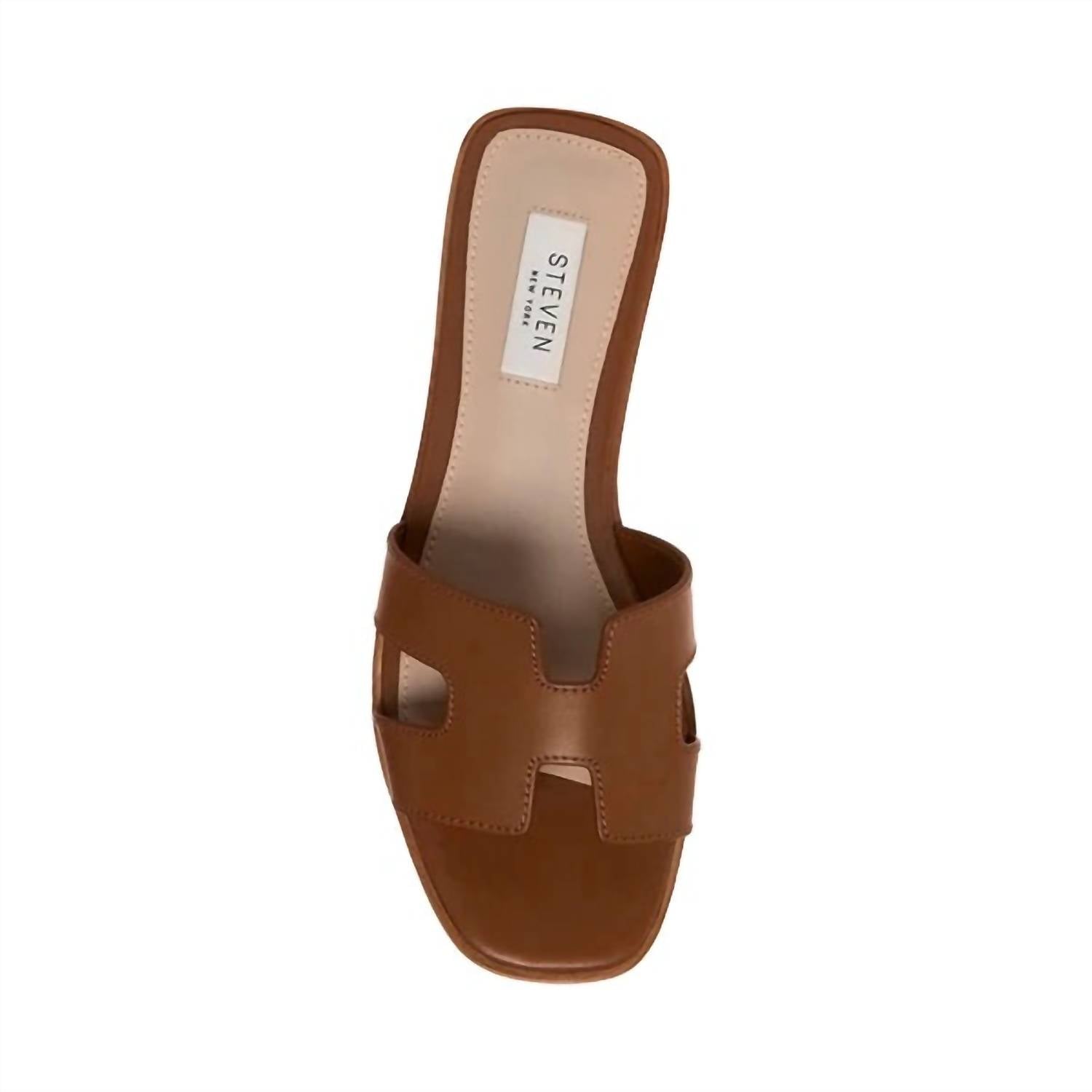 STEVE MADDEN Women's Haydn Leather Sandal in cognac - women's flats - view 4