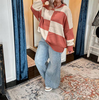 ee:some Checker Print Oversized Sweater in clay - women's sweater - detail view