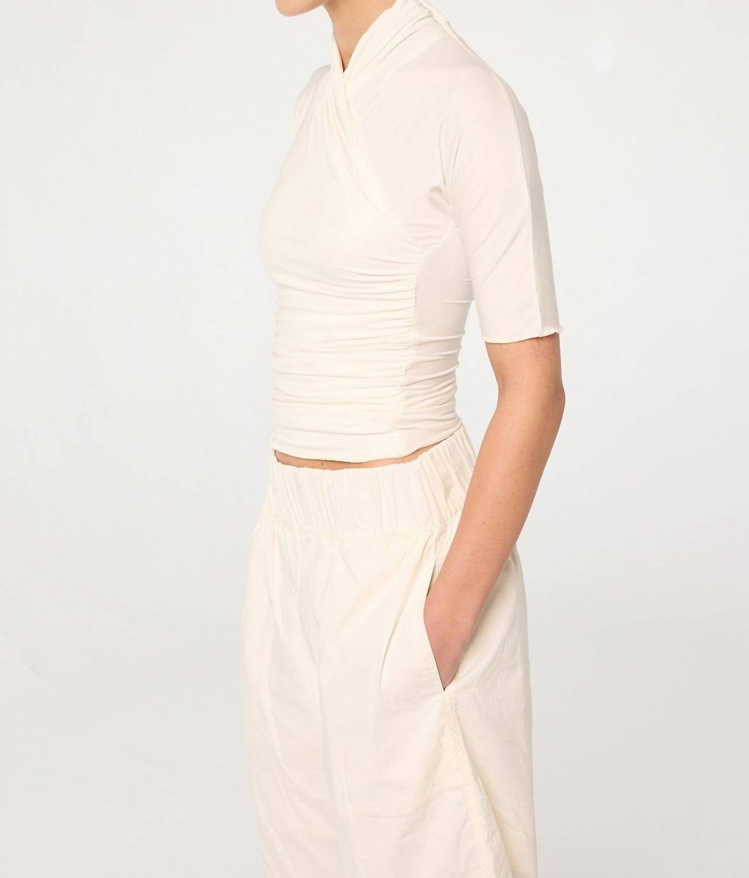 THE LINE BY K felix short sleeve top in vanilla - women's t-shirt - detail view