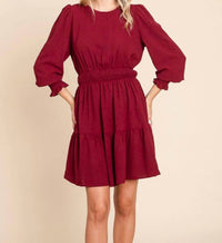 Glam - Gabbie Long Sleeve Tiered Mini Dress