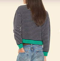XIRENA Lillian Cardigan Sweater in navy stripe 1 - women's cardigan - detail view